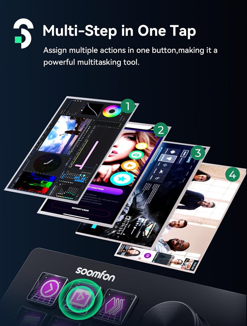 SOOMFON Stream Controller SE Stream Control Deck with 6 Customizable LCD Macro Keys to Trigger Actions in OBS Twitch YouTube for Content Creators Streaming Gaming Compatible with PC & Mac - Image 3